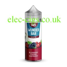 white background with just the bottle of Wunder Bar 100ML 50-50 E-Liquid Blueberry Cherry Raspberry