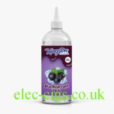 Image shows the large bottle of Blackcurrant Chill 500 ML E-Liquid by Kingston on a white background