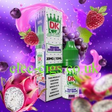 A Highly styalised image of the Dragon Razz Grape Nic-Salts from Donut King