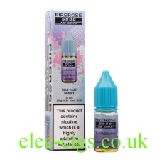 Image show the Blue Razz Gummy 10ML Nic-Salt E-liquid by FireRose 5000, including its box on a white background