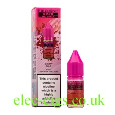 Image show the Cherry Cola 10ML Nic-Salt E-liquid by FireRose 5000, including its box on a white background