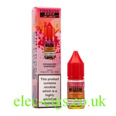 Image show the Strawberry Raspberry 10ML Nic-Salt E-liquid by FireRose 5000, including its box on a white background