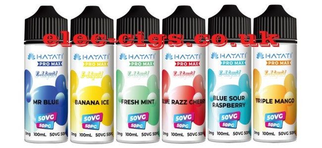 Image show just 6 of the flavours in the range of Hayati Pro Max 100ML 50-50 E-Liquids