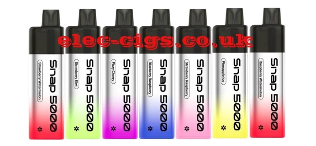 Image show just 7 of the 19 available flavours in the Snowplus Snap 5000 Ultra-Smooth 5000 Puffs range