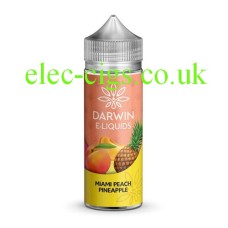 Simply a bottle, on a white background of Darwin 100 ML E-Liquid Miami Peach Pineapple