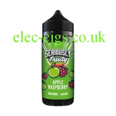 Image of bottle, with predominantlygreen label, of the Doozy Seriously Fruity E-Liquid 100ML Apple Raspberry