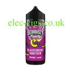 Image of bottle, with predominantly purple label, of the Doozy Seriously Fruity E-Liquid 100ML Blackcurrant Honeydew