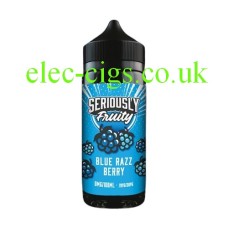 Image of bottle, with predominantly blue label, of the Doozy Seriously Fruity E-Liquid 100ML Blue Razz Berry