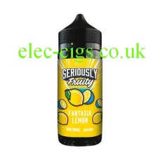 Image of bottle, with predominantly yellow label, of the Doozy Seriously Fruity E-Liquid 100ML Fantasia Lemon