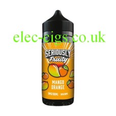 Image of bottle, with predominantly orange label, of the Doozy Seriously Fruity E-Liquid 100ML Mango Orange