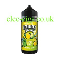 Black bottle with yellow and green label containing the Doozy Seriously Slushy E-Liquid 100ML Lemon Lime