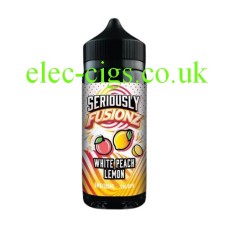 Image shows a single bottle of Doozy Seriously Fusionz E-Liquid 100ML White Peach Lemon