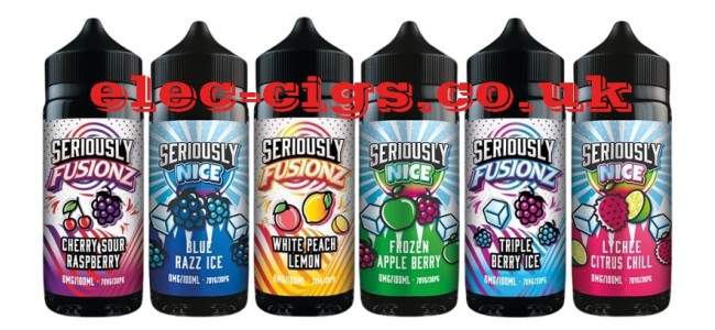 Image shows 3 of each  of the Doozy Seriously Fusionz and Nice 100ML E-Liquid Ranges