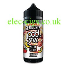 Image shows the bottle, on a white background, of Doozy Seriously Pod-Fill-2 E-Liquid 100ML Melon Citrus