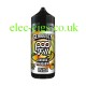 Image shows a very colourful bottle containing the Doozy Seriously Pod-Fill E-Liquid 100ML Banana Mandarin