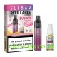 This shows the Elfbar EV5000 Refillable Rechargeable Disposable Vape Kit Strawberry Raspberry Cherry Ice, its box, and the the e-liquid supplied with it