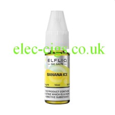 The image simply shows a bottle of Elfliq Banana Ice 10ml Nic-Salt on a white background