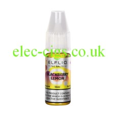 The image simply shows a bottle of Elfliq Blackberry Lemon 10ml Nic-Salt on a white background