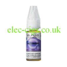 The image simply shows a bottle of Elfliq Blueberry 10ml Nic-Salt on a white background