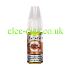 The image simply shows a bottle of Elfliq Cuba Tobacco 10ml Nic-Salt on a white background