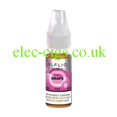 The image simply shows a bottle of Elfliq Grape 10ml Nic-Salt on a white background