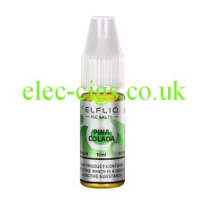 The image simply shows a bottle of Elfliq Pina Colada 10ml Nic-Salt on a white background