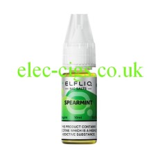 The image simply shows a bottle of Elfliq Spearmint 10ml Nic-Salt on a white background