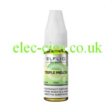 The image simply shows a bottle of Elfliq Triple Melon 10ml Nic-Salt on a white background