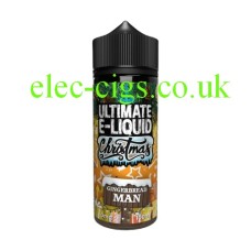 image shows a large bottle of Gingerbread Man 100 ML E-Liquid from the Christmas Range by Ultimate Puff