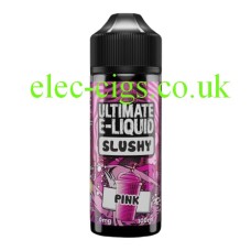 Image of a bottle with pink label containing Pink 100 ML Slushy Range by Ultimate E-Liquid on a white background