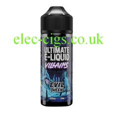 image shows a large bottle of Evil Queen 100 ML E-Liquid from the 'Villains' Range by Ultimate E-Liquids