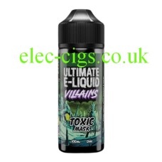 image shows a large bottle of Toxic Mask 100 ML E-Liquid from the 'Villains' Range by Ultimate E-Liquids