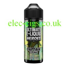 image shows a big bottle of Captain Cosmic 100 ML E-Liquid from the 'Heroes' Range by Ultimate Puff