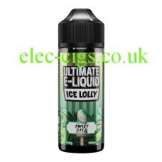 A bottle of Twist It 100 ML Ice Lolly Range by Ultimate E-Liquid photographed on a white background