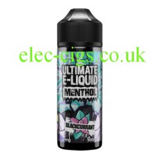 Image shows the bottle containing  the Blackcurrant 100 ML E-Liquid from the 'Menthol' Range by Ultimate Puff