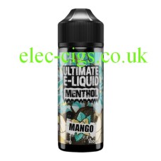 image shows the bottle containing the Mango 100 ML E-Liquid from the 'Menthol' Range by Ultimate Puff