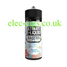 Image shows a bottle of Toasted Hot Cross Bun 100 ML E-Liquid from the Easter Range by Ultimate Puff on a white background