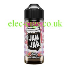 Image shows a single bottle of Berry Shortbread 100 ML E-Liquid from the Jam Jar Range by Ultimate Puff