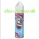 Image shows the bottle containing the Raspberry Ice 50 ML E-Liquid from Uncles Vapes