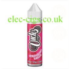 Image shows the bottle containing the Strawberry Laces 50 ML E-Liquid from Uncles Vapes