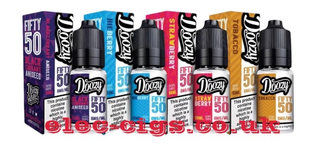 Image show just four of the available flavours in the Doozy fifty-50 10ML E-Liquids range