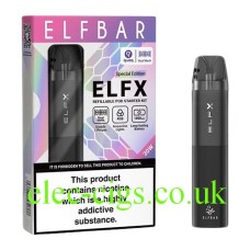 the box and device of the ELFBAR ELFX Pod Kit Black