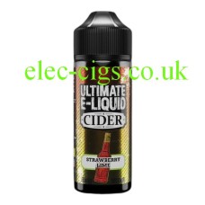 Image shows a bottle of Strawberry Lime 100 ML Cider Range by Ultimate E-Liquid on a white background