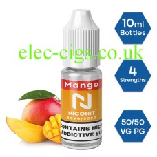 Nicohit Mango E-Liquid with some of the raw ingredients around it