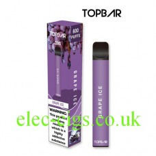 Image shows Grape Ice 600 Puff Disposable E-Cigarette by Topbar
