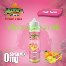 image shown on matching background, Pink Man 50ML E-Liquid with a 50-50 Mix by Amazonia