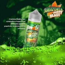 image shows a bottle of Amazonia Fizzy Blast E-Liquid Lilty