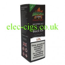 image of a box containing Amazonia Premium 10 ML Nicotine Salt E-Liquid Black Ice