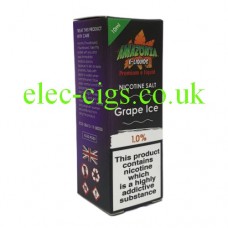image of a box containing Amazonia Premium 10 ML Nicotine Salt E-Liquid Grape Ice