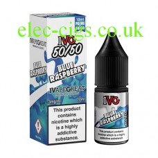 image shows a box and bottle of IVG Blue Raspberry 10 ML E-Liquid